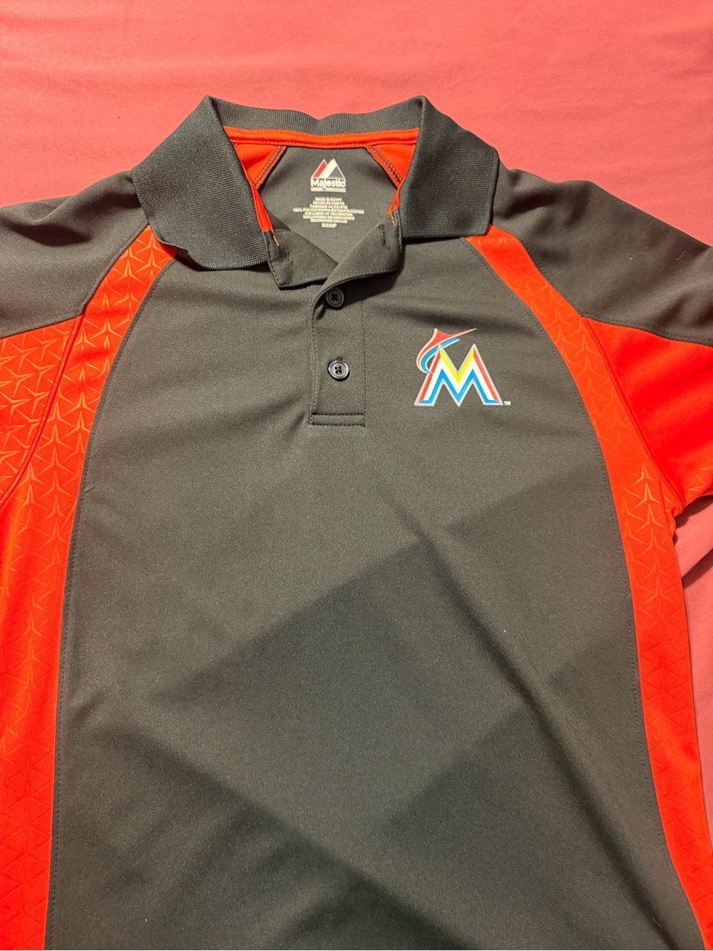 Miami Marlins Majestic Polo Shirt Men’s Small Black Orange MLB Baseball NWT